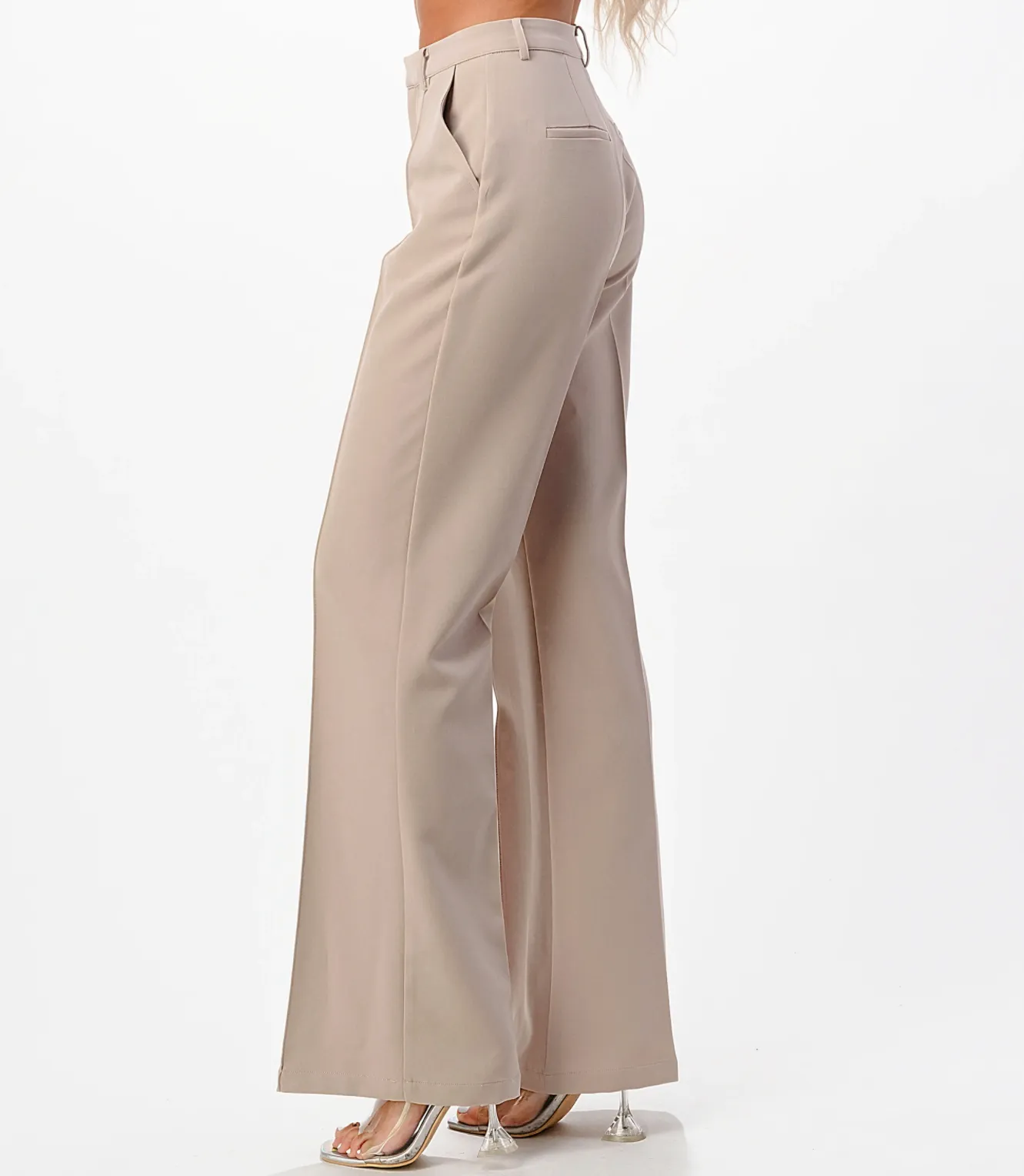 FRONT SEAM WIDE LEG PANTS
