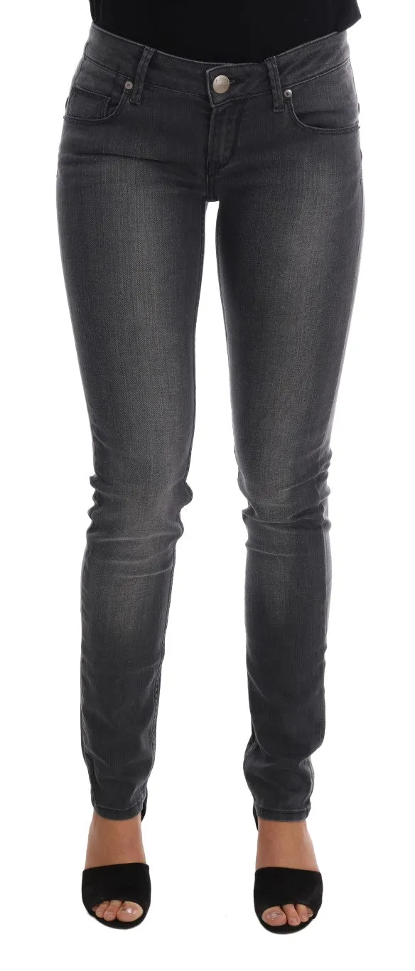 Gray Cotton Slim Fit Denim Jeans
