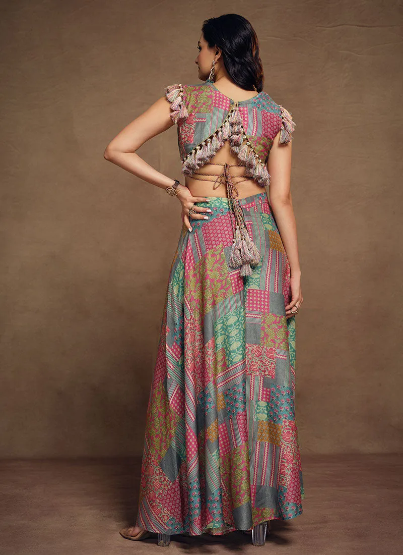 Grey Multicolored Digital Printed Co-ord Set