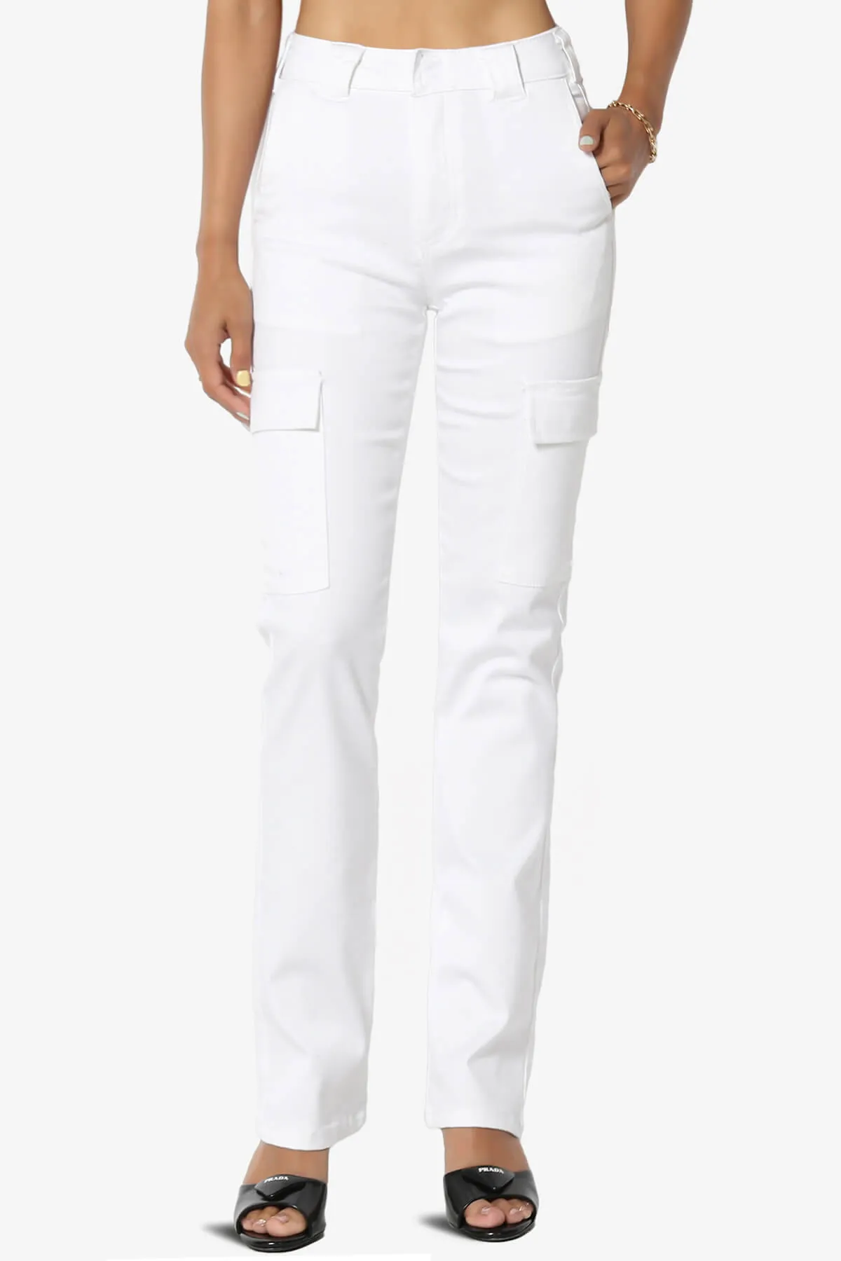 Imaan Stretch Canvas Cargo Pants White