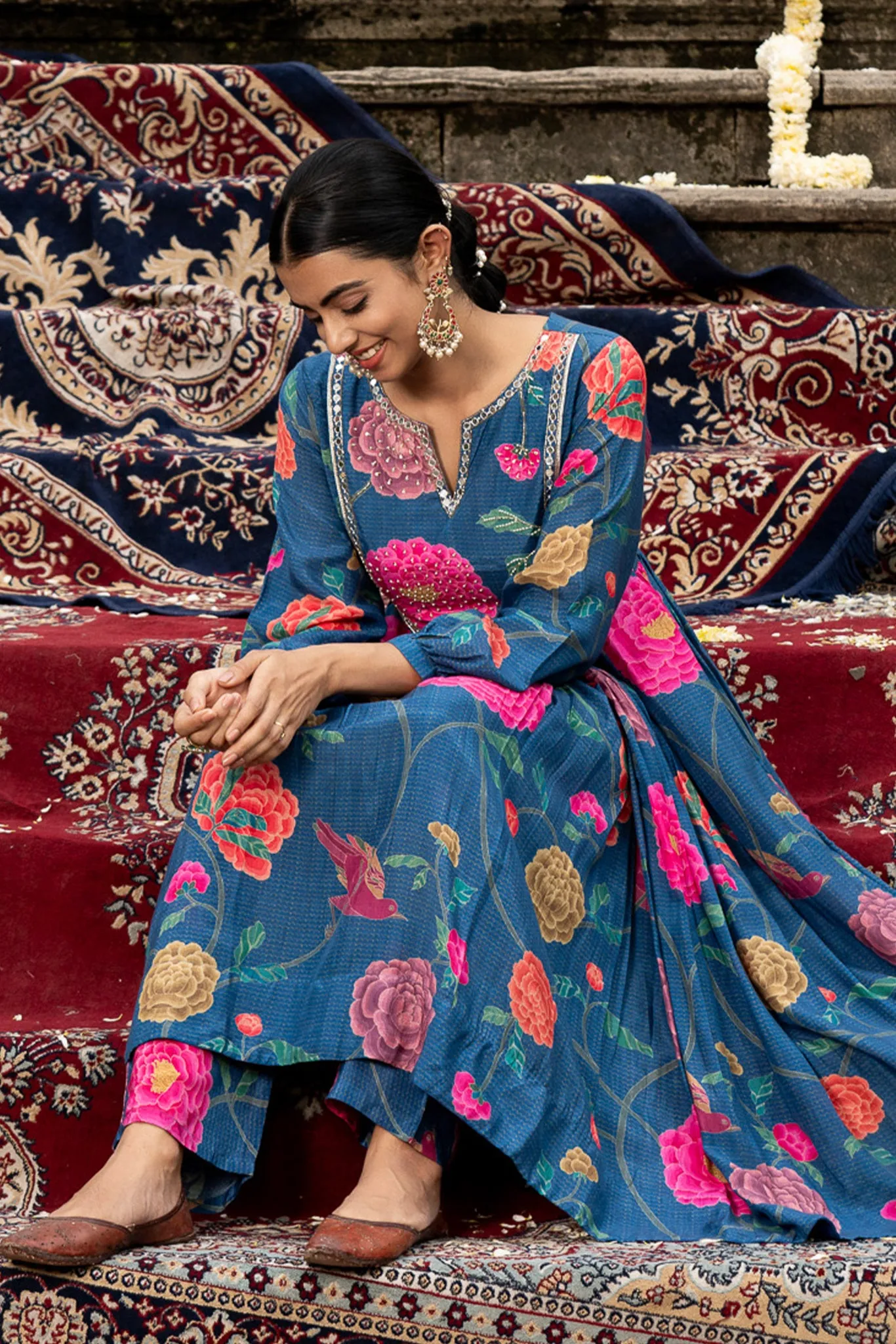 Printed Blue Kurta Set