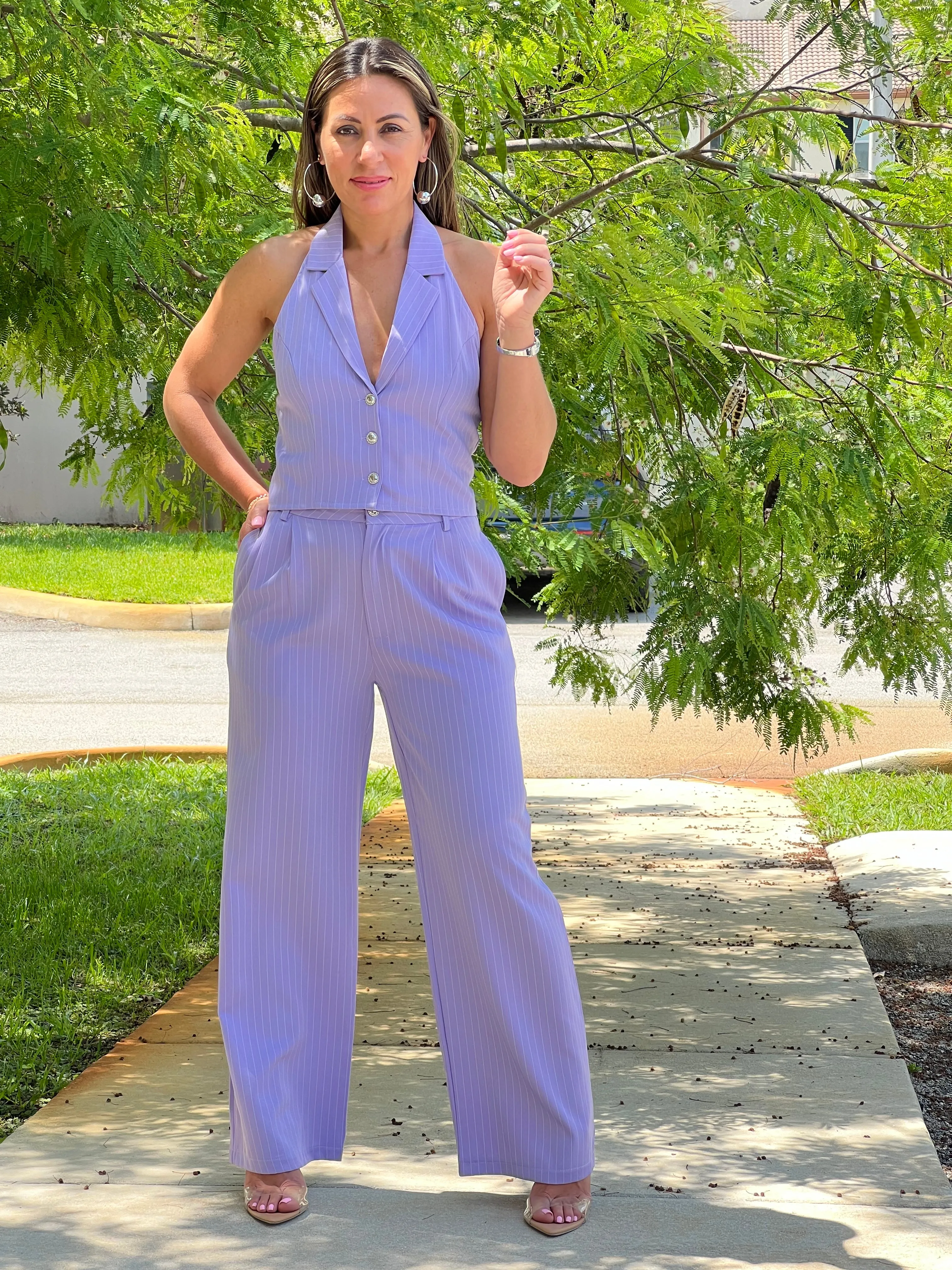 "Tiana" High Waisted Pants And Vest Set