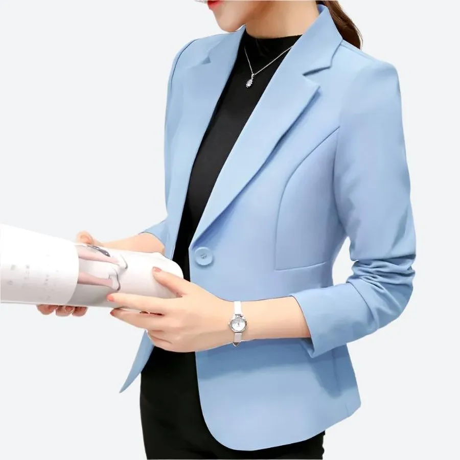 Single-Button Tailored Professional Blazer Jacket