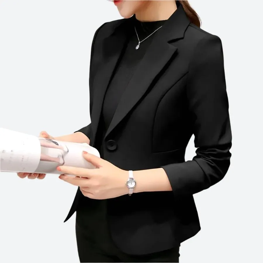 Single-Button Tailored Professional Blazer Jacket
