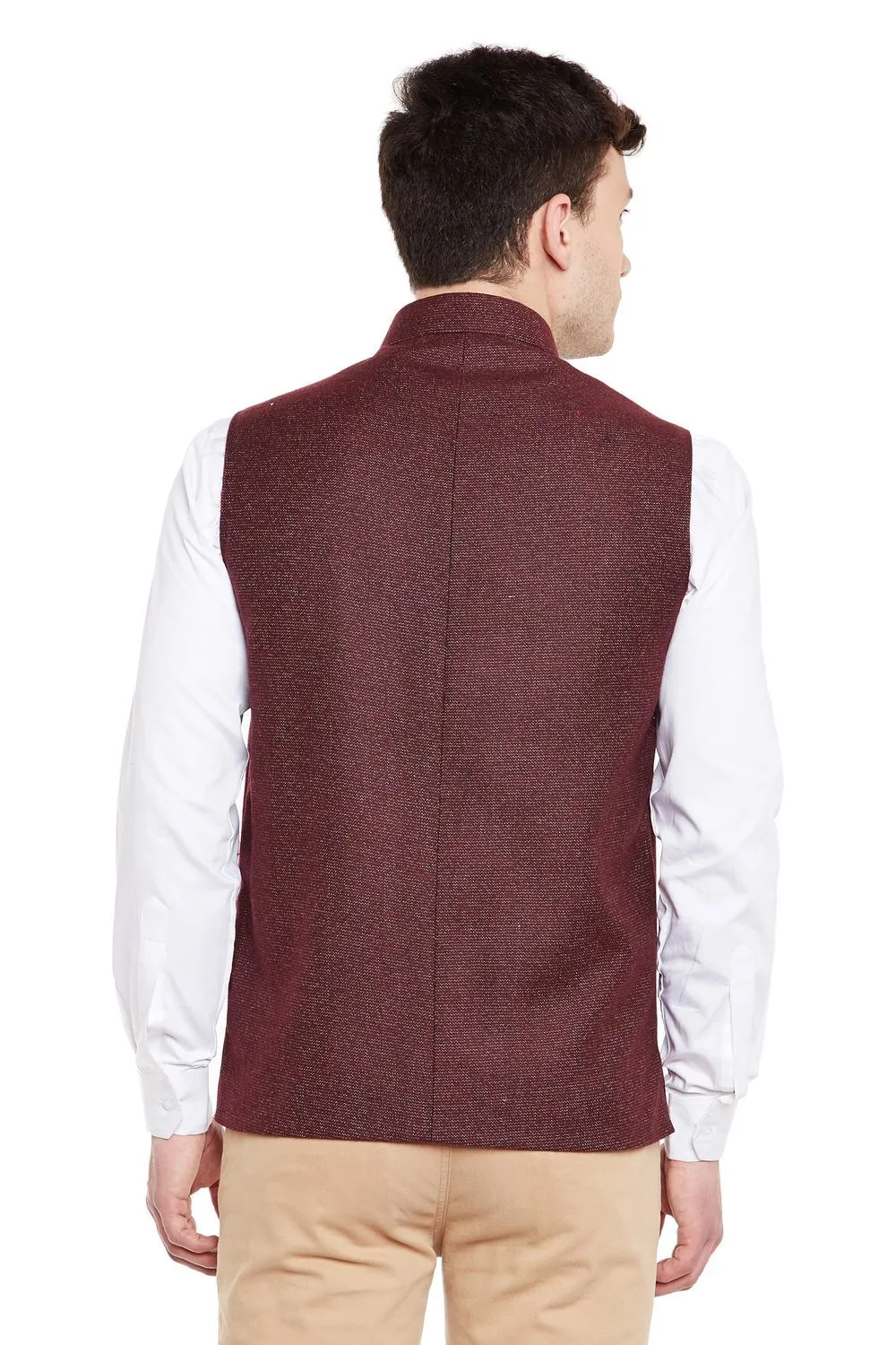 Tweed Maroon Modi Nehru Jacket