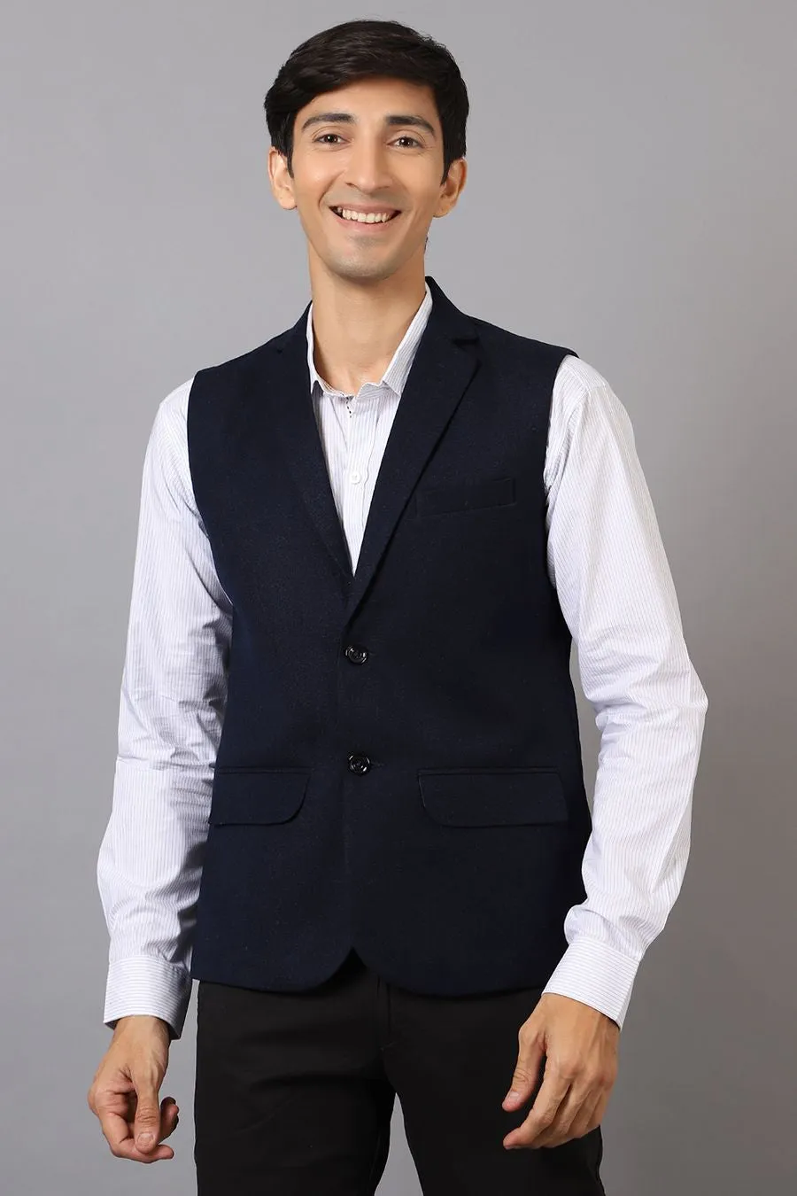 Tweed Wool Blue Modi Nehru Jacket