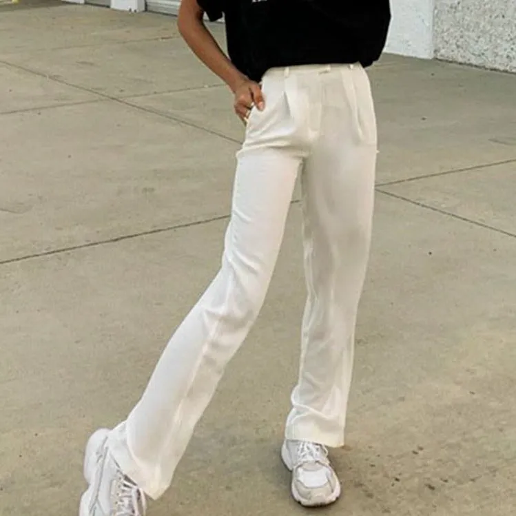 Wide Legged Mid Waist Long Trousers